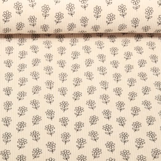 Babycord - Stretch Blumen Helles Sand