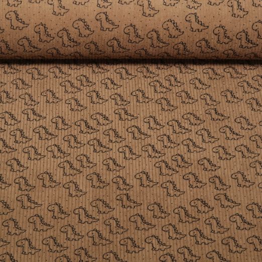 Babycord - Stretch Kleine Dinos Braun