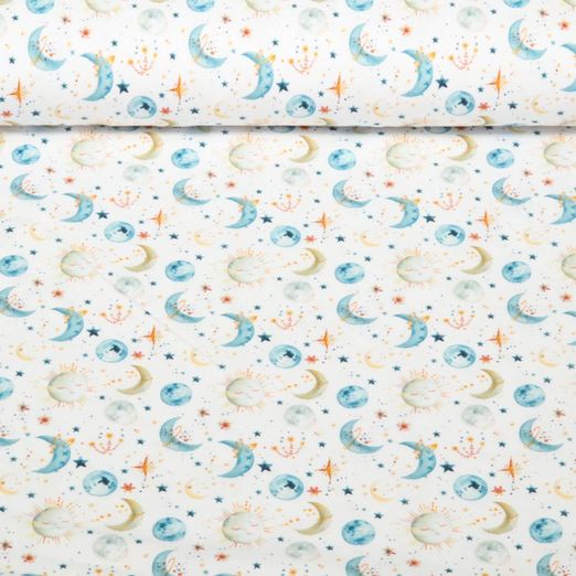 Jersey - Digitaldruck Himmelskörper Weiß