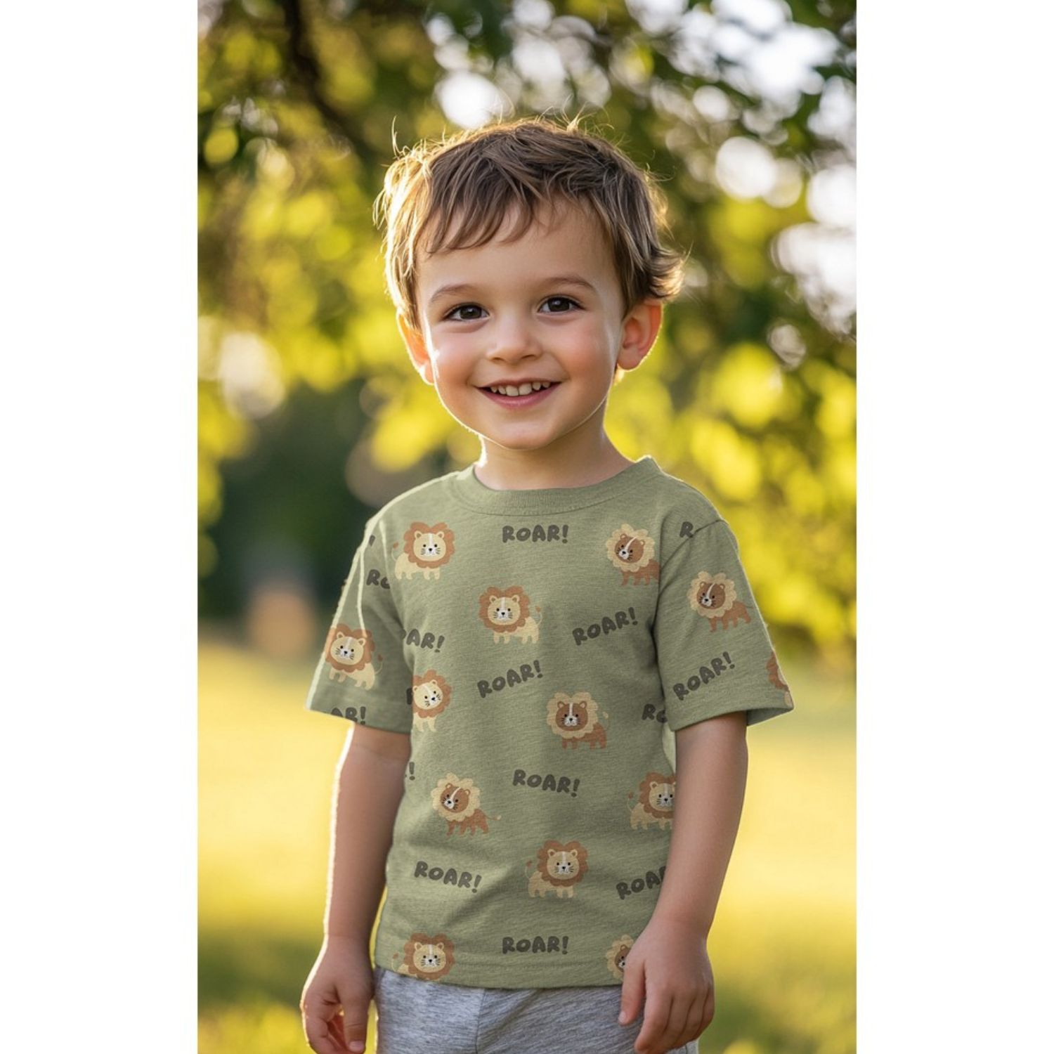 Jersey - Petits lions Vert olive-1 Jersey - Petits lions Vert olive-1