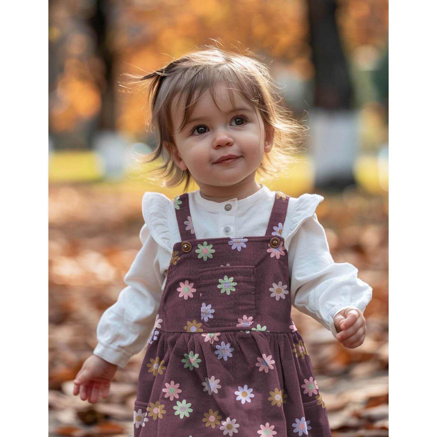 Babycord - Blumen Gold Bordeaux-1 Babycord - Blumen Gold Bordeaux-1