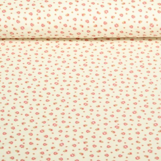 Babycord - Digitaldruck Mille Fleur Ecru Rosa