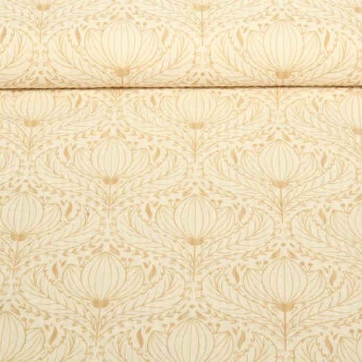 Seersucker - Cotton Vintage Blüten Ecru Braun