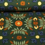 Sommersweat - French Terry Digitaldruck Blumen Dunkelgrün