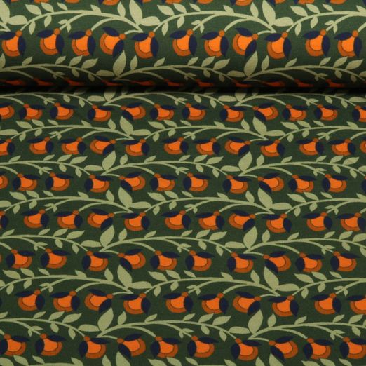 Sommersweat - French Terry Digitaldruck Blumenranken Grün