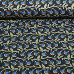 Sommersweat - French Terry Digitaldruck Blumenranken Navy