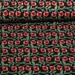 Sommersweat - French Terry Digitaldruck Blumenranken Schwarz