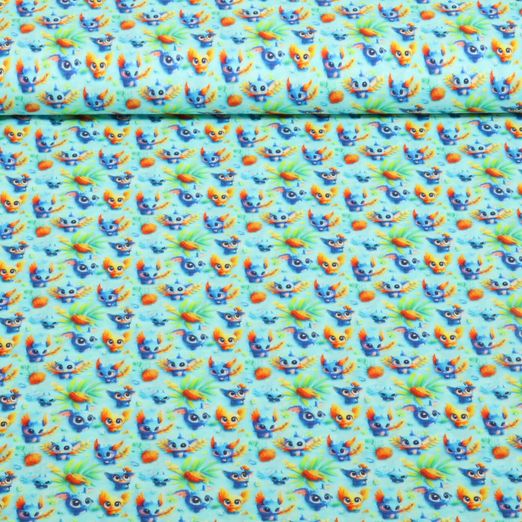 Baumwoll-Popeline - Fantasietiere Türkis