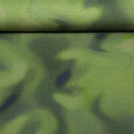 Sommersweat - French Terry Digitaldruck Batik Olivgrün