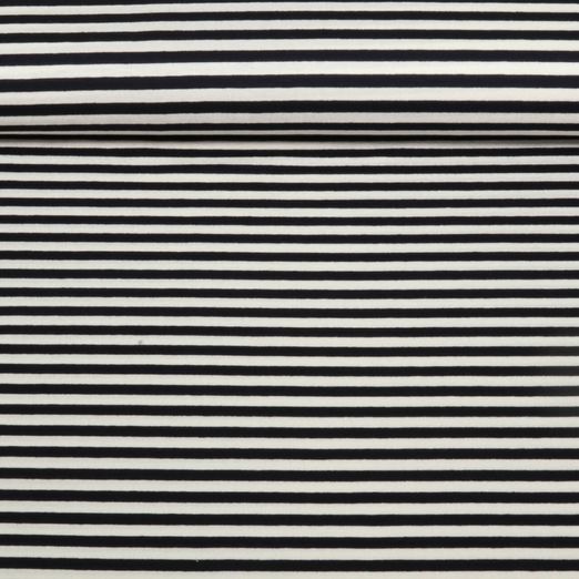 Viskosejersey - Streifen 5 mm Weiß Navy