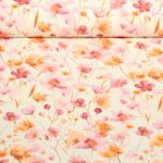 Babycord - Digitaldruck Aquarellblumen Beige Rosa