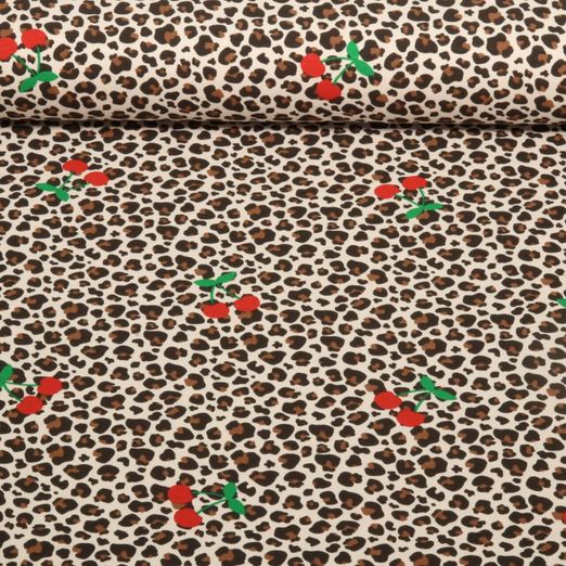 Jersey - Leo mit Kirschen Beige