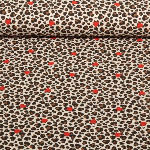 Jersey - Leo mit Herzen Beige