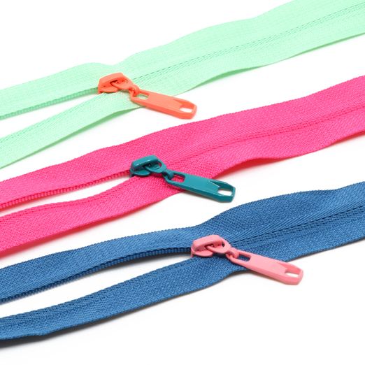 Rückseiten / Reverse Zipper bunt - für 4mm Perlon-Raupe - 4 Stück