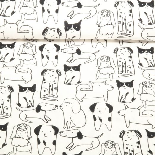 Flanelle de coton - Chiens Blanc