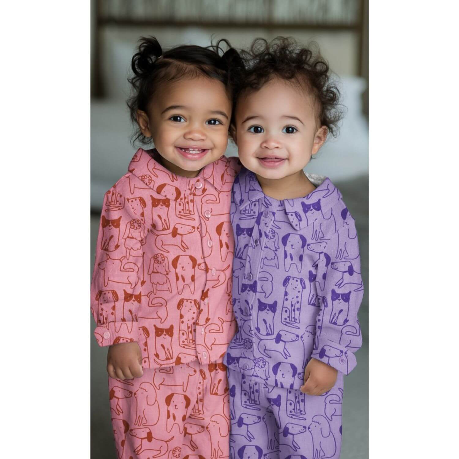 Baumwoll-Flanell - Hunde Rosa-1 Baumwoll-Flanell - Hunde Rosa-1