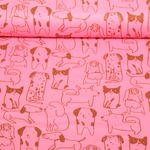 Baumwoll-Flanell - Hunde Rosa