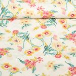 Beschichtete Baumwolle - Blumen Weiß
