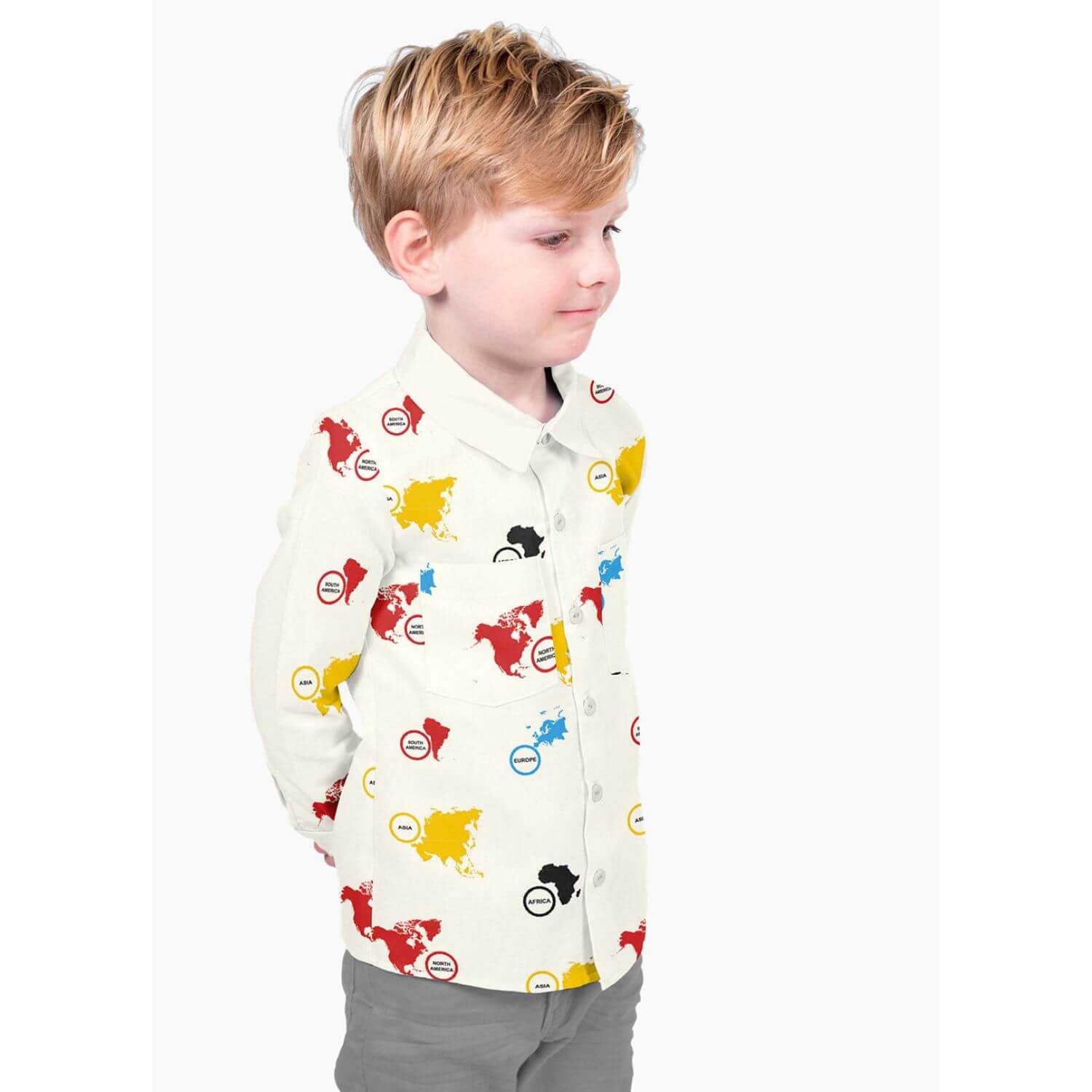 Baumwoll-Popeline - Kontinente Ecru-1 Baumwoll-Popeline - Kontinente Ecru-1