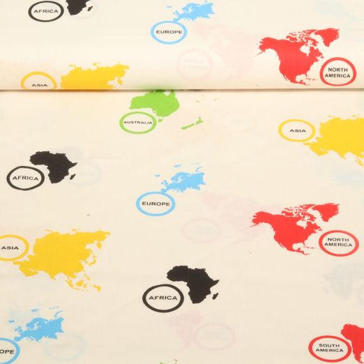 Baumwoll-Popeline - Kontinente Ecru