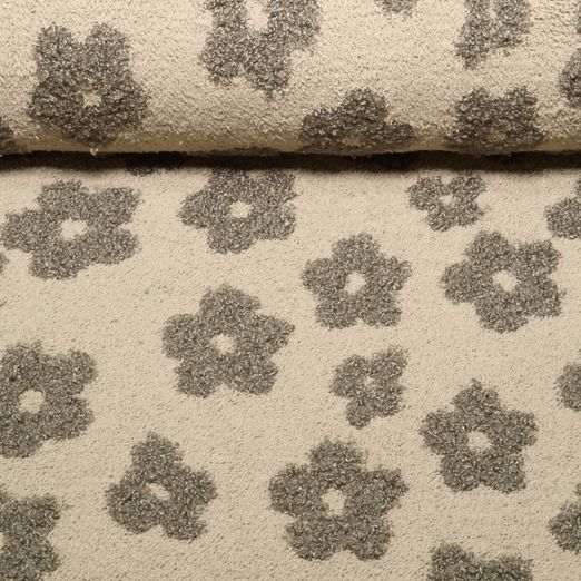 Frottee Strickjersey - Boucle Blumen Sand