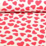 Sweat - Herzen Ecru Rot Melange