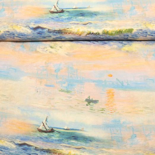 Viskose-Popeline - Digitaldruck Aquarell Meer Multicolor