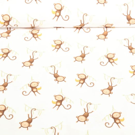 Bio Jersey - Digitaldruck Affen Weiß