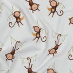 Dżersej organiczny - nadruk cyfrowy monkey white