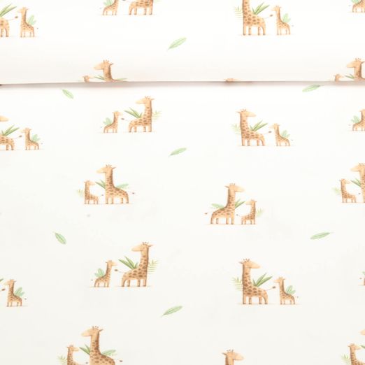 Bio Jersey - Digitaldruck Giraffen Weiß