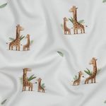 Dżersej organiczny - cyfrowy nadruk żyrafy biały