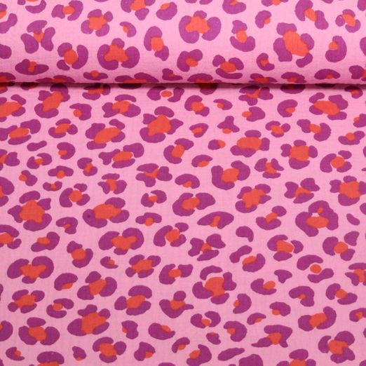 Baumwoll-Musselin - Double Gauze Leo Pink Lila
