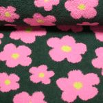 Teddyfleece - Blumen Grün Pink