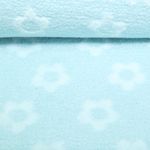 Teddyfleece - Jacquard Blumen Türkis Weiß