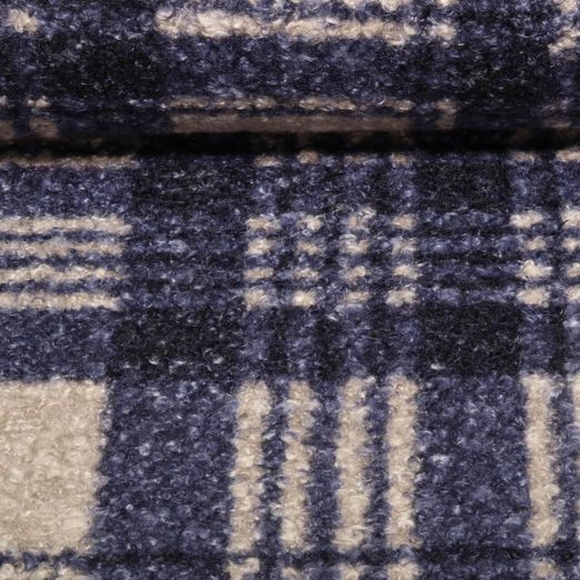 Mantelstoff - Boucle Holzfäller Karo Blau