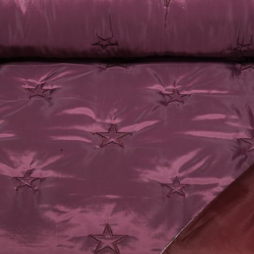 Gesteppter Jackenstoff - Sterne Bordeaux Wattiert