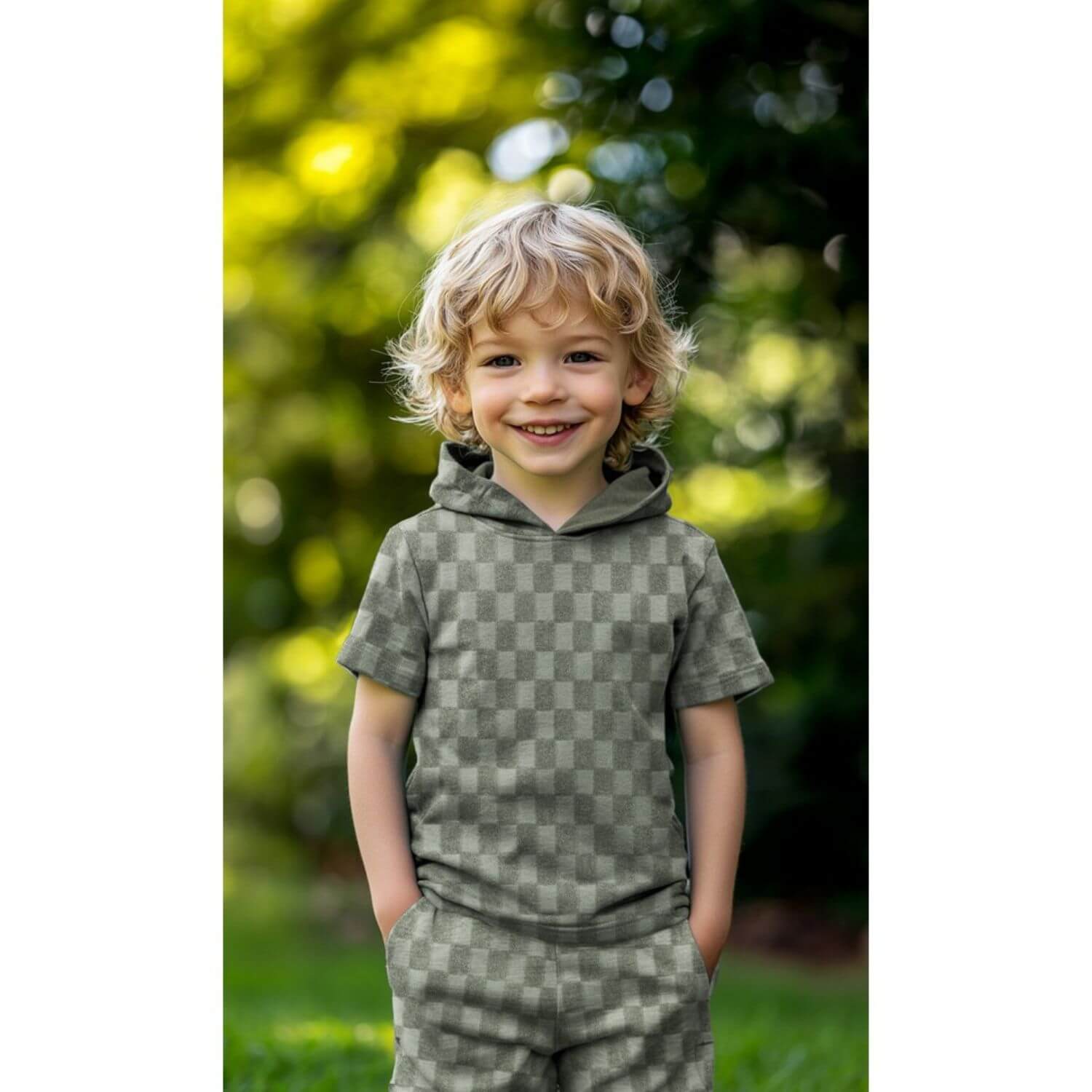 Frottee Jersey - Ton-in-Ton Karo Grün-1 Frottee Jersey - Ton-in-Ton Karo Grün-1