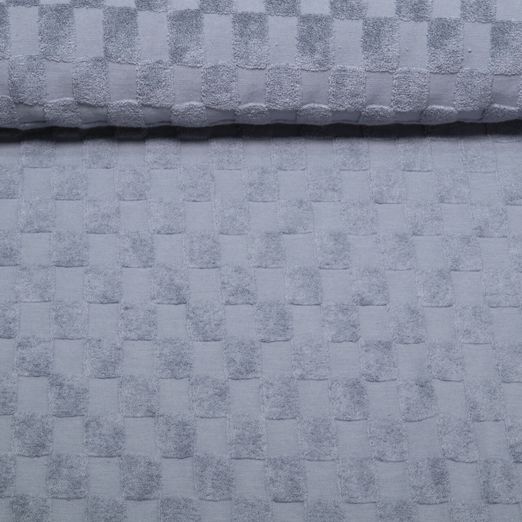 Frottee Jersey - Ton-in-Ton Karo Jeansblau