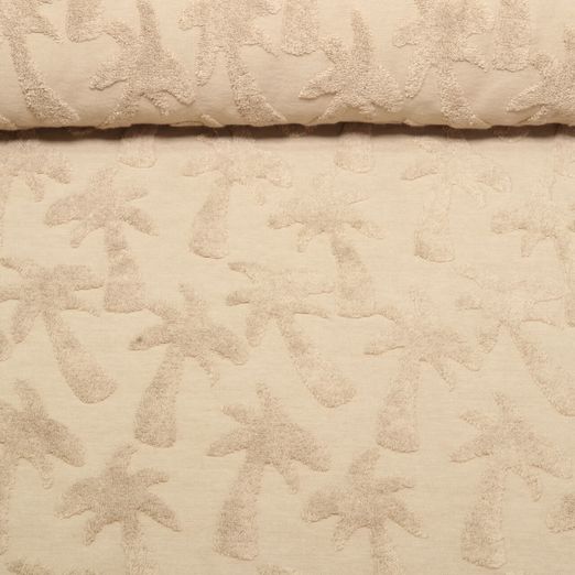 Frottee Jersey - Ton-in-Ton Palmen Braun