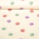 Baumwoll-Flanell - Smileys Ecru Lila