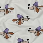 Letnia dzianina dresowa - French Terry jamnik z serduszkiem Ecru