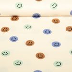 Baumwoll-Flanell - Smileys Ecru Braun