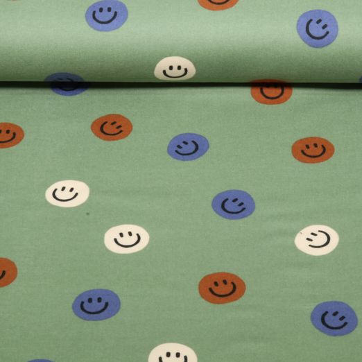 Baumwoll-Flanell - Smileys Grün