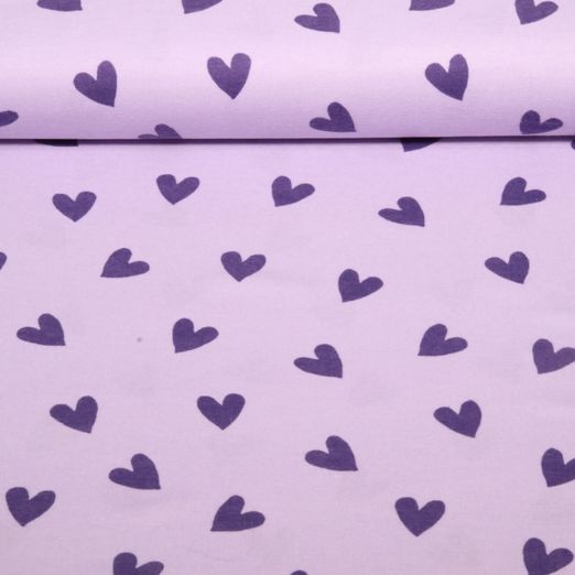 Baumwoll-Flanell - Herzen Flieder