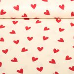 Baumwoll-Flanell - Herzen Ecru