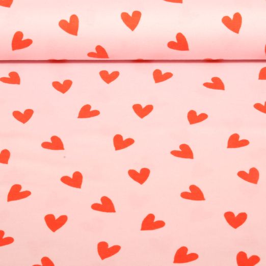 Baumwoll-Flanell - Herzen Rosa