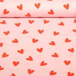 Baumwoll-Flanell - Herzen Rosa