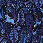 Zomersweat - French Terry digitale print bosdieren navy