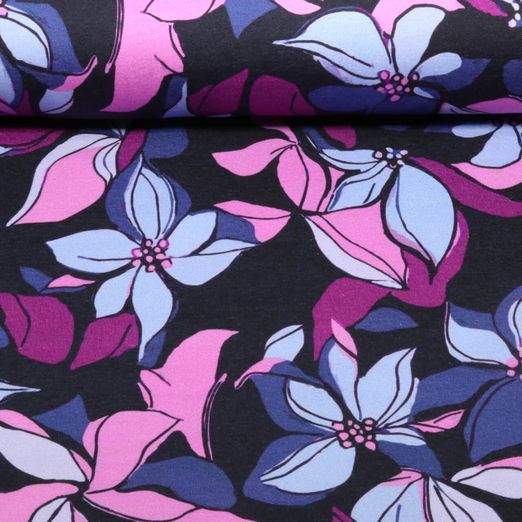 Sweat - Digitaldruck Blüten Navy Angeraut