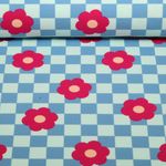 Softsweat - Karos und Blumen Blau Angeraut